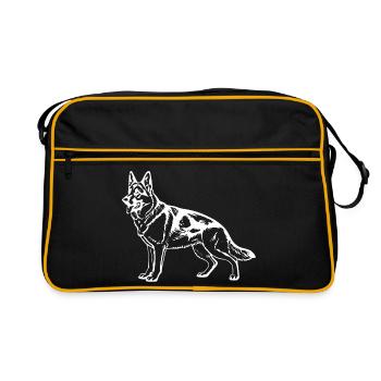 German Shepherd Gift Dog Owner - Retro Bag - black/gold - Front