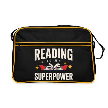 Reading Lover – Reading Is My Superpower - Retro Bag - black/gold - Front