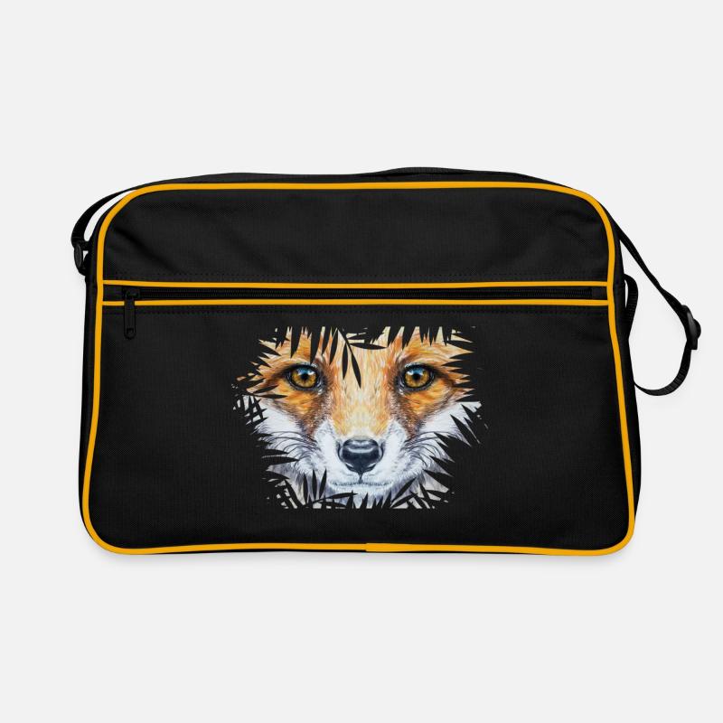 Kleiner Fuchs im Busch | Yolo-Artwork - Retro Tasche - Schwarz/Gold