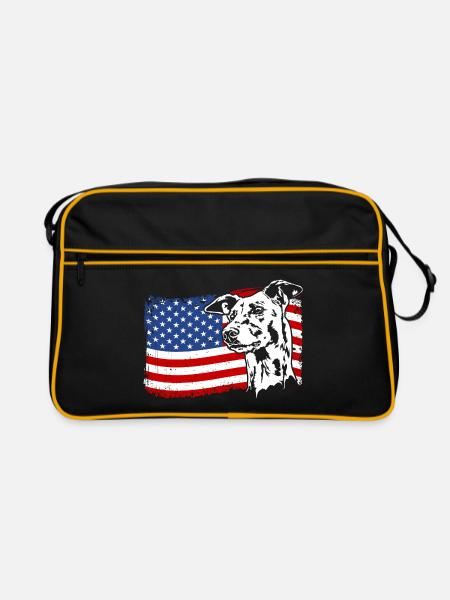 Greyhound America Flag Greyhound Dogs Wilsigns - Sac Retro - noir/or - Devant