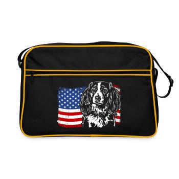 Nederlandse Kooikerhondje Amerika Fahne Hunde - Retro Tasche - Schwarz/Gold - Vorne