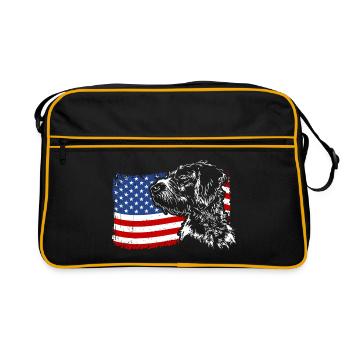German Wirehair America Flag Dogs Wilsigns - Retro Bag - black/gold - Front