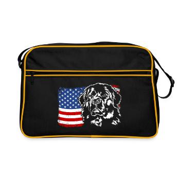 Newfoundland America Flag Dogs Wilsigns - Retro Bag - black/gold - Front