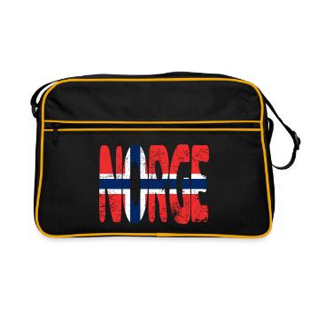 Norge Norwegische Flagge Norwegen Skandinavien - Retro Tasche - Schwarz/Gold - Vorne