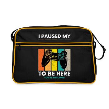 I Paused My Game To Be Here - Zocker Gaming Saying - Retro Bag - black/gold - Front