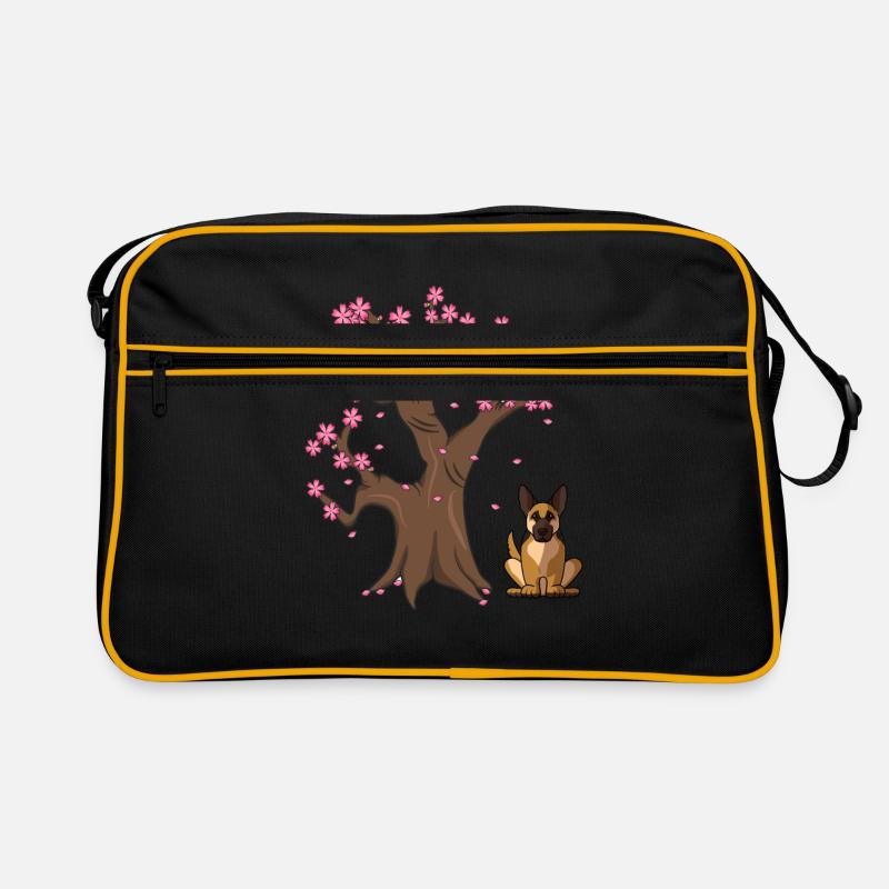 German Shepherd Dog Japanese Cherry Blossom Tree Retro Bag