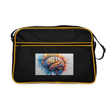 Cerveau Artificiel Circuit Coloré - Sac Retro - noir/or - Devant