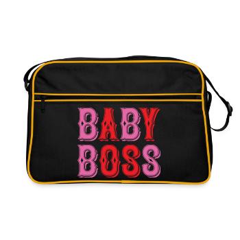 Lettrage pour bébé au design ludique - Sac Retro - noir/or - Devant