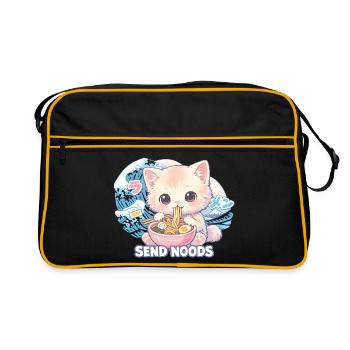 Ramen Katze Kanagawa - Retro Tasche - Schwarz/Gold - Vorne