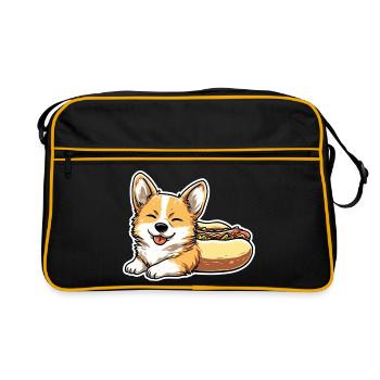 Collant en forme de pain pour hot-dogs Corgi mignon - Sac Retro - noir/or - Devant