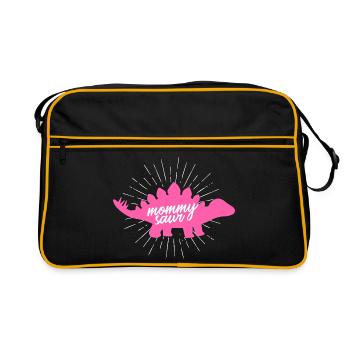 Mommysaur Rex, design drôle de slogan de dinosaure rose - Sac Retro - noir/or - Devant