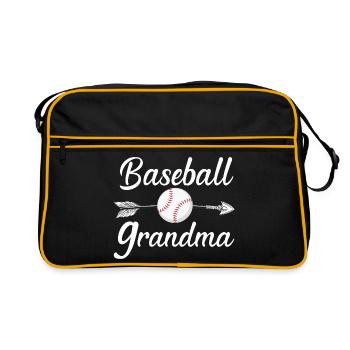 Baseball-Oma Stolzer Baseball-Fan Oma - Retro Tasche - Schwarz/Gold - Vorne