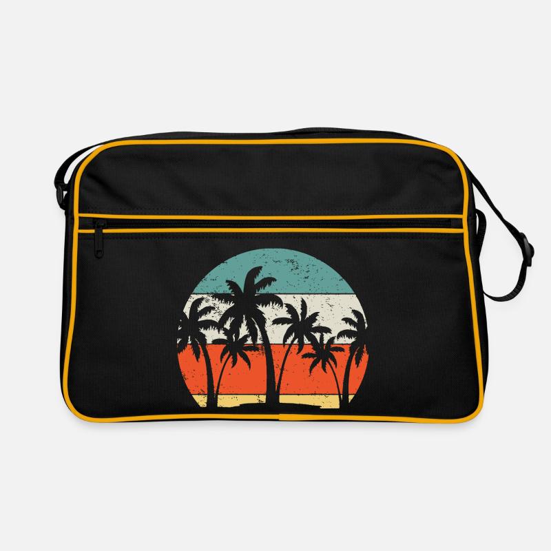Silhouette de palmier coucher de soleil tropical Sac Retro