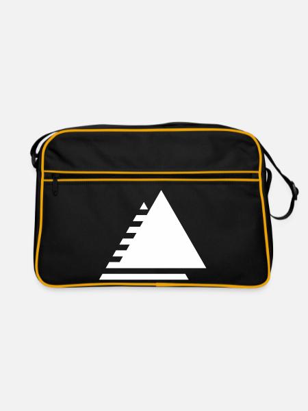 Minimalistisches gestuftes Dreieck - Retro Tasche - Schwarz/Gold
