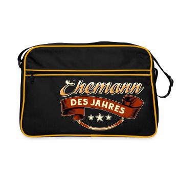 Ehemann des Jahres RAHMENLOS Geschenk - Retro Tasche - Schwarz/Gold - Vorne