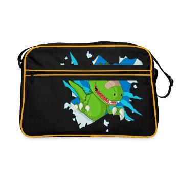 dinosaures doux - Sac Retro - noir/or - Devant