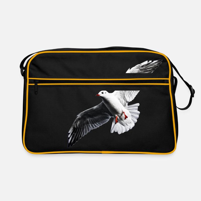Möwe Shirt - Retro Tasche - Schwarz/Gold