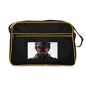 Robot futuriste aux yeux lumineux rouges - Sac Retro - noir/or - Devant