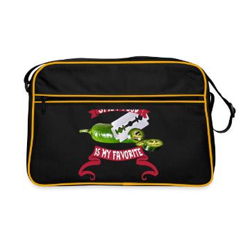 Spicy Essen Gerichte Koch scharfes Rezept Geschenk - Retro Tasche - Schwarz/Gold - Vorne