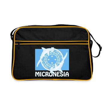 Flag of Micronesia and hammerhead sharks - Retro Bag - black/gold - Front