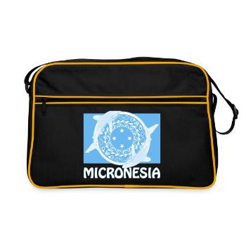 Flag of Micronesia and whitetip deep-sea sharks - Retro Bag - black/gold - Front