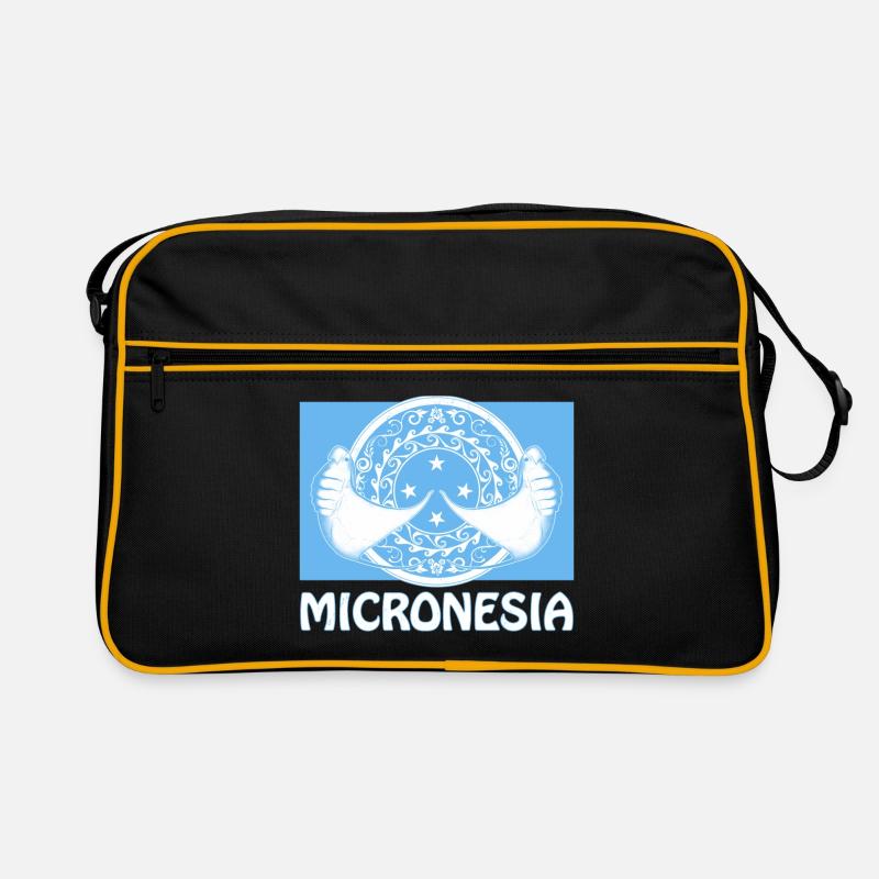 Flagge Mikronesiens und Mantarochen Retro Tasche