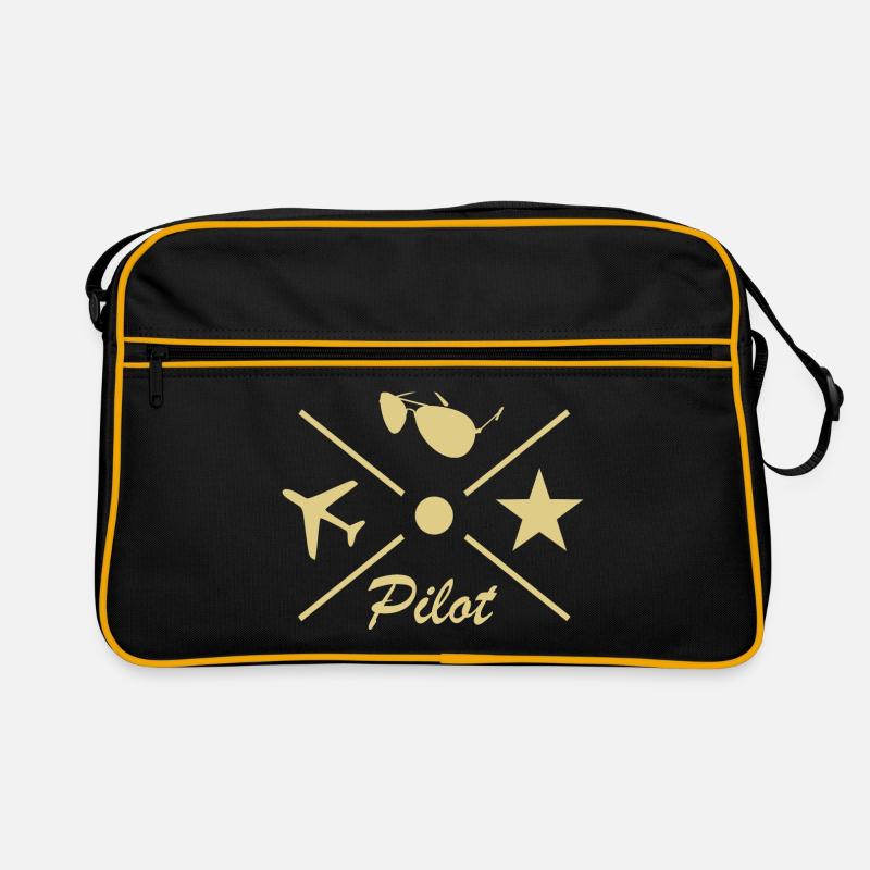 Pilot - Retro Tasche - Schwarz/Gold