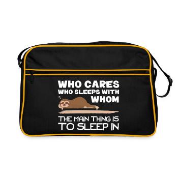 "The main thing is to sleep in". (Perfect for students) - Retro Bag - black/gold - Front