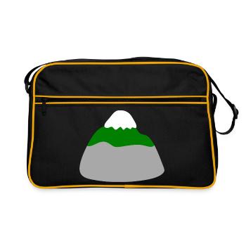 Minimalistische Gestaltung der Berglandschaft - Retro Tasche - Schwarz/Gold - Vorne