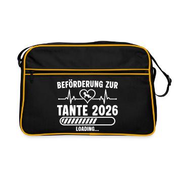 Beförderung zur Tante 2026 lädt - Retro Tasche - Schwarz/Gold - Vorne