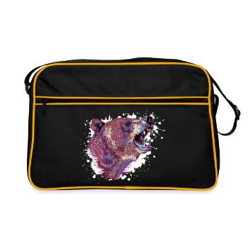 Neon Splash Bear Head - Retro Bag - black/gold - Front