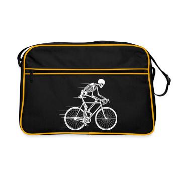 Cycliste squelette en mouvement - Sac Retro - noir/or - Devant