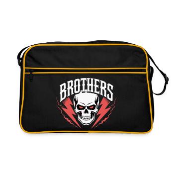 Brüder Schädel Donnerwappen - Retro Tasche - Schwarz/Gold - Vorne
