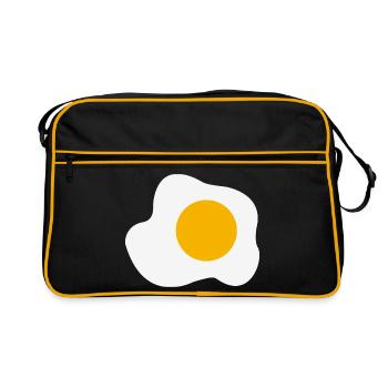 Humour graphique du petit-déjeuner aux œufs au plat - Sac Retro - noir/or - Devant