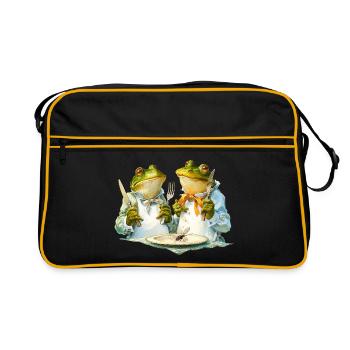 Frog cooks at the table - Retro Bag - black/gold - Front