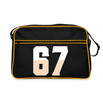6 7 – Trendiges, minimalistisches Textdesign, - Retro Tasche - Schwarz/Gold - Vorne