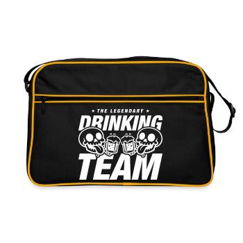 Drinking Team Skelett Bier - Retro Tasche - Schwarz/Gold - Vorne