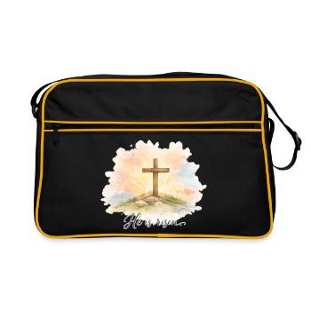 Résurrection Il est Jésus de Pâques ressuscité - Sac Retro - noir/or - Devant