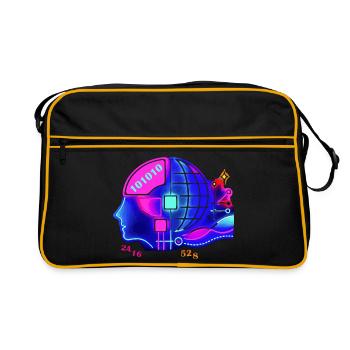 Verschmelzung von KI und menschlicher Intelligenz - Retro Tasche - Schwarz/Gold - Vorne