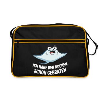 Rochen Schon Gebraten Stachelrochen Manta Rochen - Retro Tasche - Schwarz/Gold - Vorne