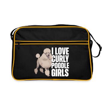 J’adore les filles caniche bouclées, chien - Sac Retro - noir/or - Devant