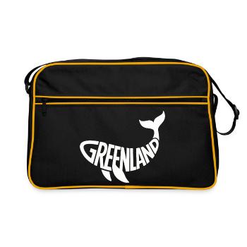  Greenland Wal Motiv Mit Walschwanz Für - Retro Tasche - Schwarz/Gold - Vorne