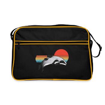 Neuseeland Maui Delfin - Retro Tasche - Schwarz/Gold - Vorne