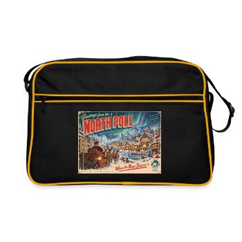 Grüße vom Nordpol Retro-Postkarte - Retro Tasche - Schwarz/Gold - Vorne