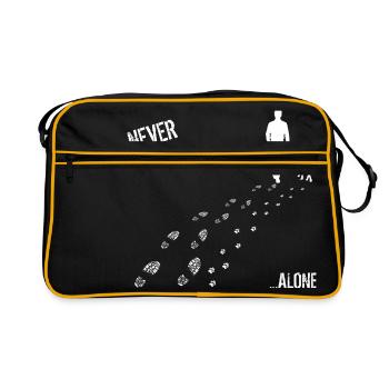 MANN UND HUND NEVER WALK ALONE - Retro Tasche - Schwarz/Gold - Vorne
