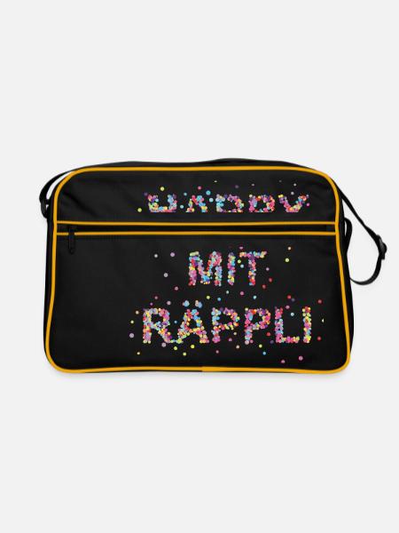 Happy mit Räppli - Retro Tasche - Schwarz/Gold
