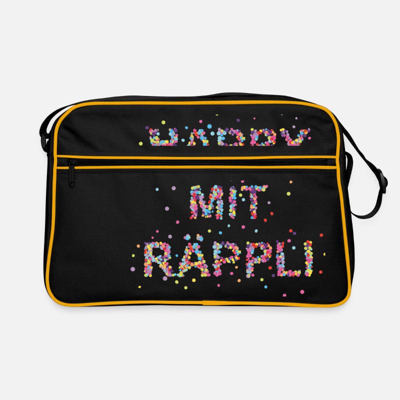 Happy mit Räppli - Retro Tasche - Schwarz/Gold