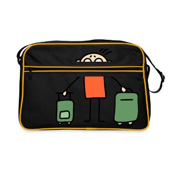 Man with suitcases goes on trips - Retro Bag - black/gold - Front