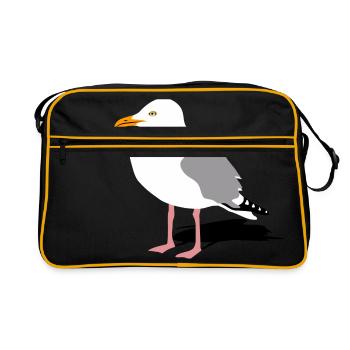 möwe seagull gull hafen segeln sailing hamburg - Retro Tasche - Schwarz/Gold - Vorne
