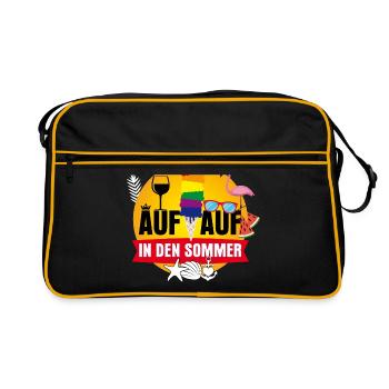 Auf Auf in den Sommer - Retro Tasche - Schwarz/Gold - Vorne